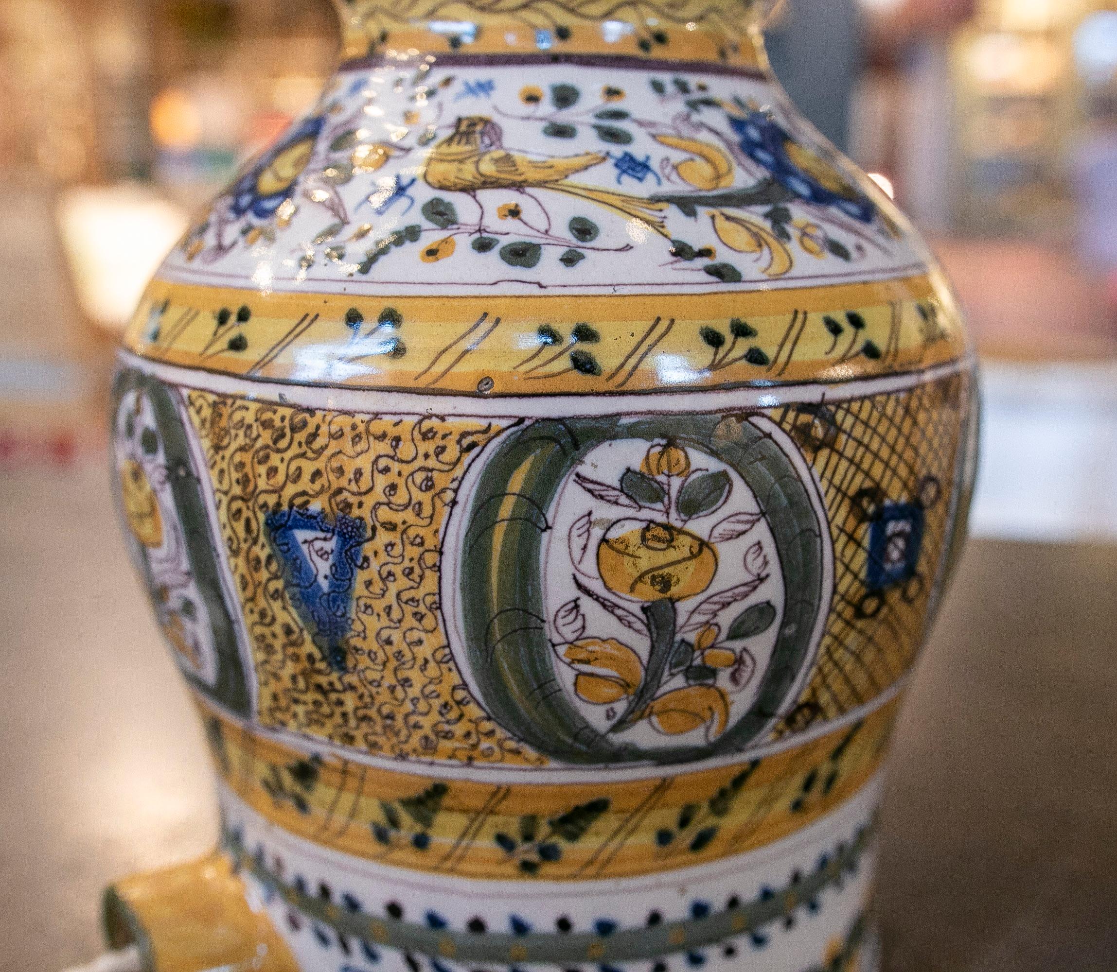 Céramique Poterie espagnole Talavera du 19ème siècle transformée en lampe de table en vente