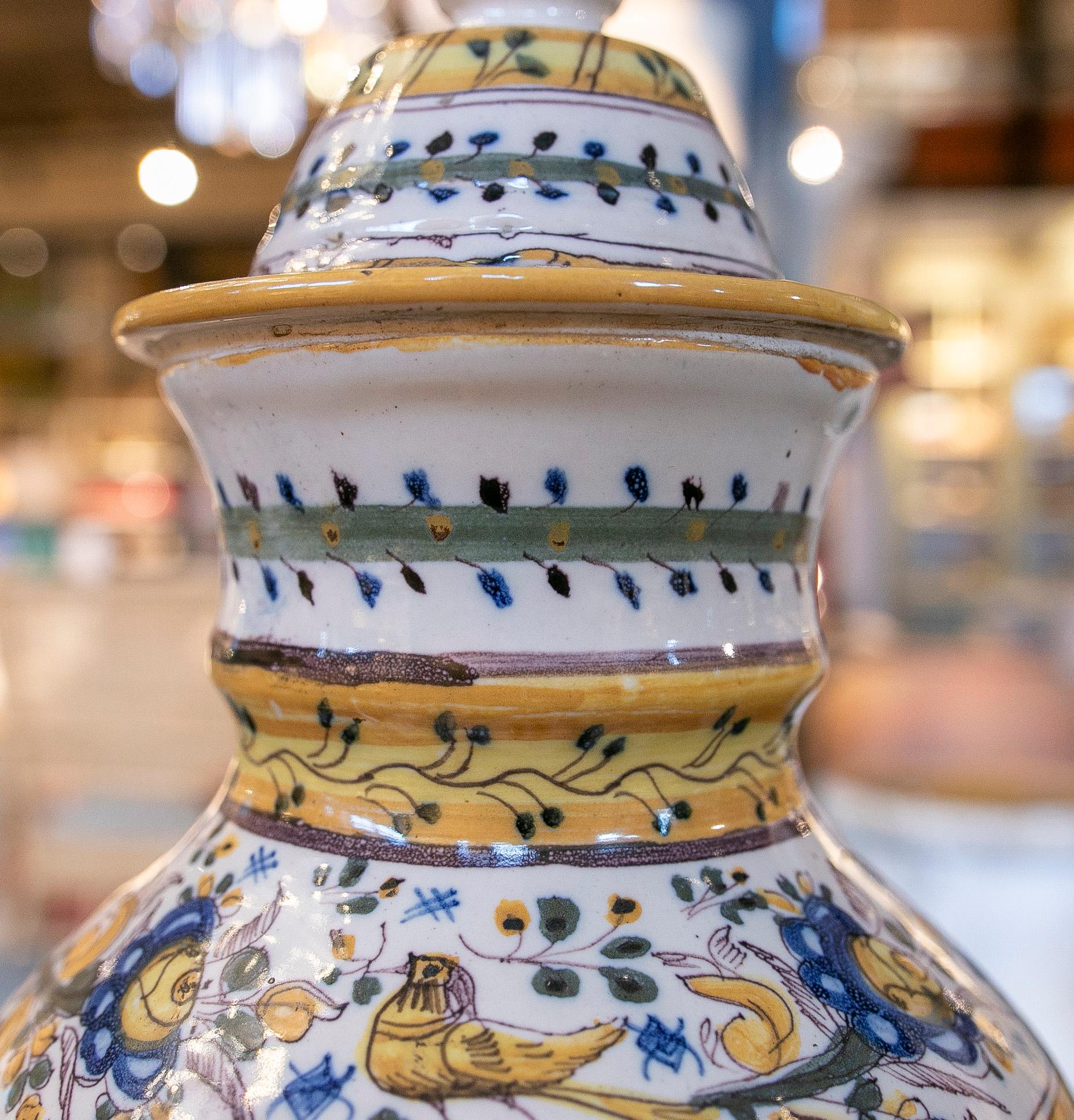 19th Century Spanish Talavera Pottery Turned into a Table Lamp For Sale 3