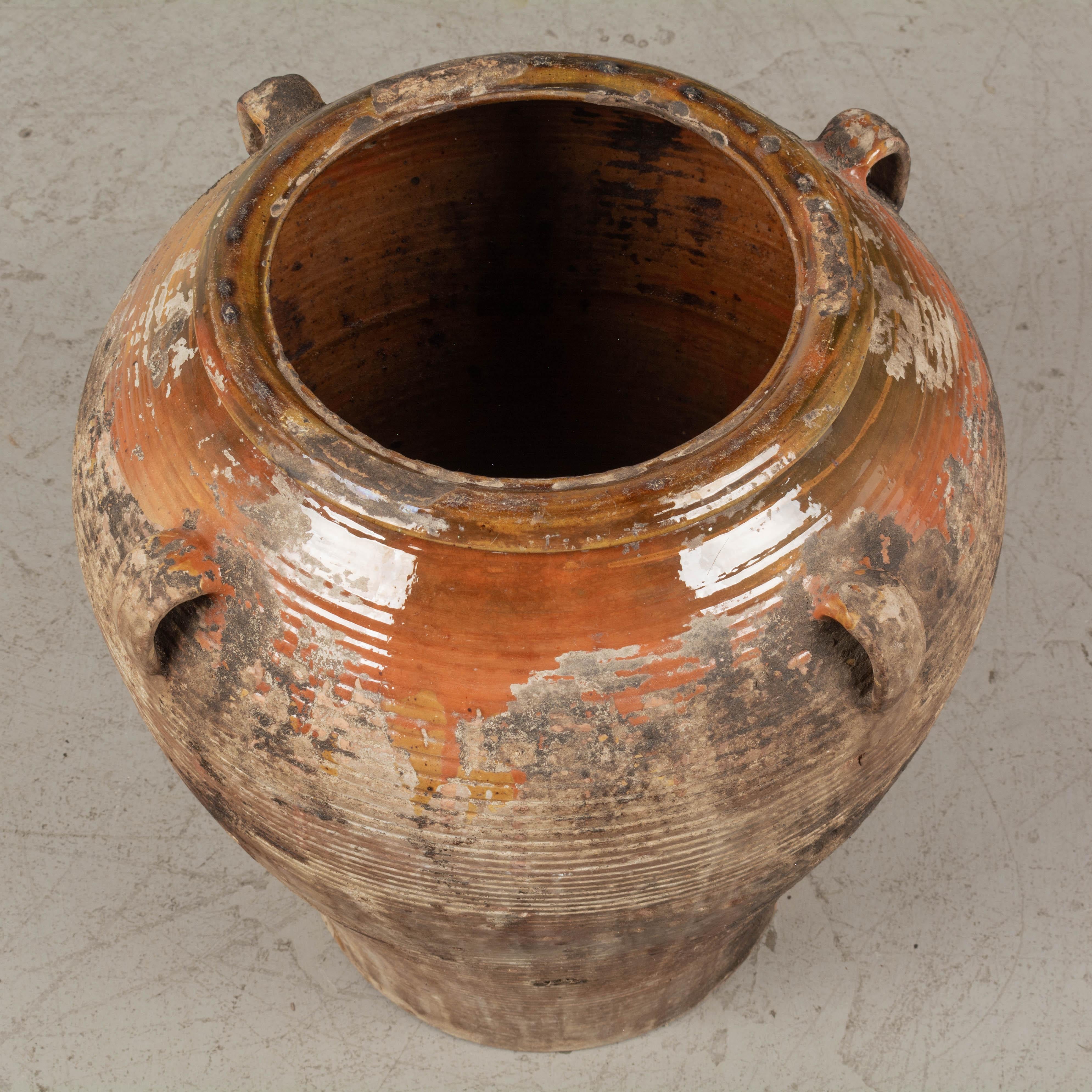 Spanisches Terrakotta-Olivglas aus dem 19. Jahrhundert im Angebot 7