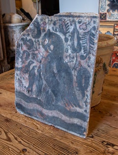 19th Century Spanish Terracotta Tile "Socarrat" of Birds and Flowers