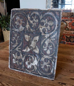19th Century, Spanish Terracotta Tile "Socarrat" of Fleur-de-lis