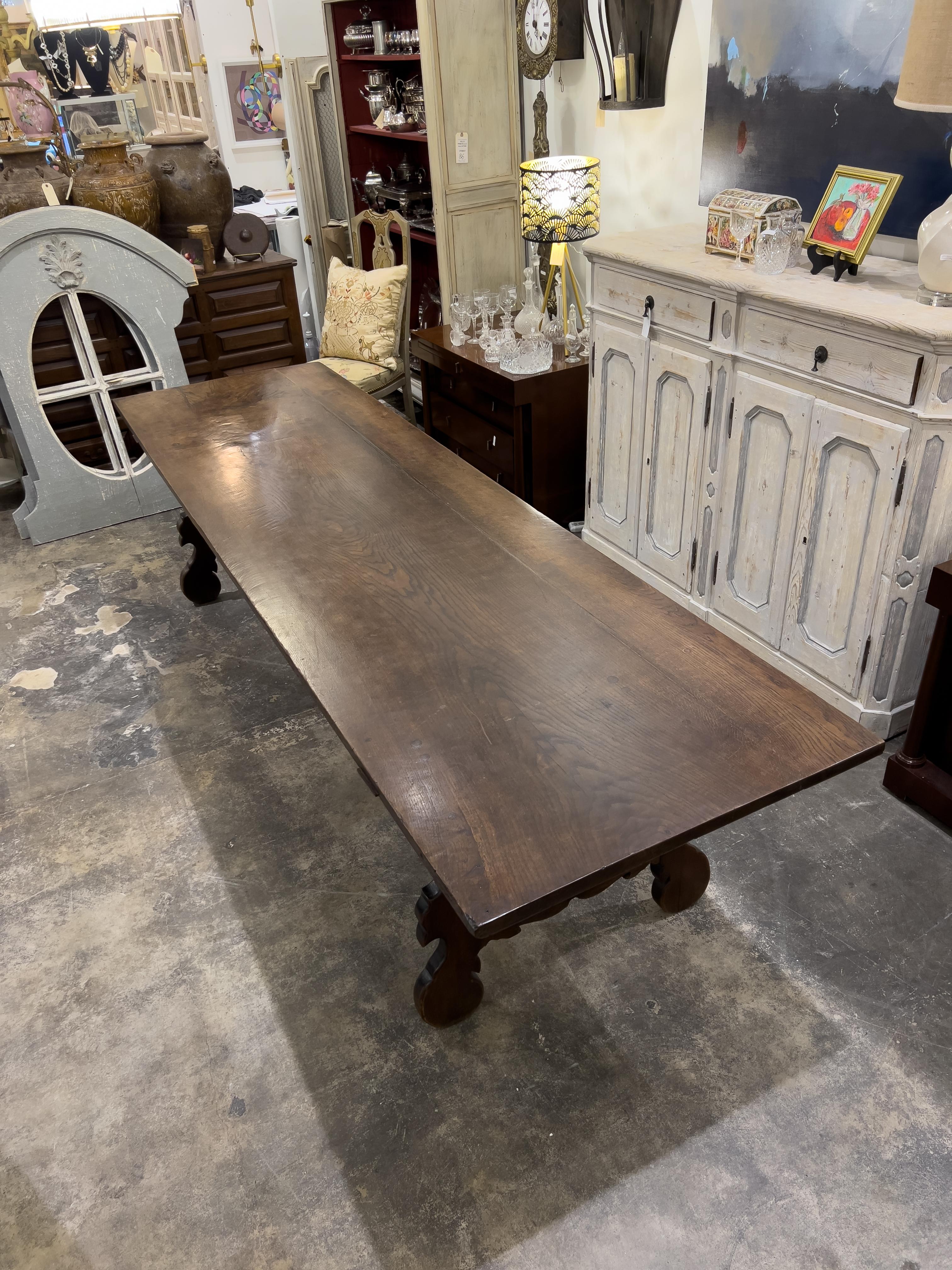 19th Century Spanish Trestle Table In Good Condition In Houston, TX