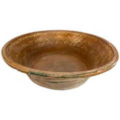 19th Century Spanish Unusually Large Earthenware Bowl From The Andalucia Region