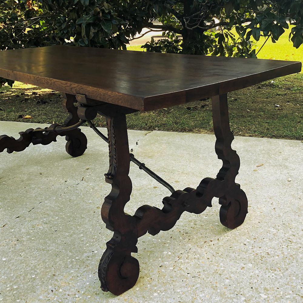 Hand-Crafted 19th Century Spanish Walnut Dining Table
