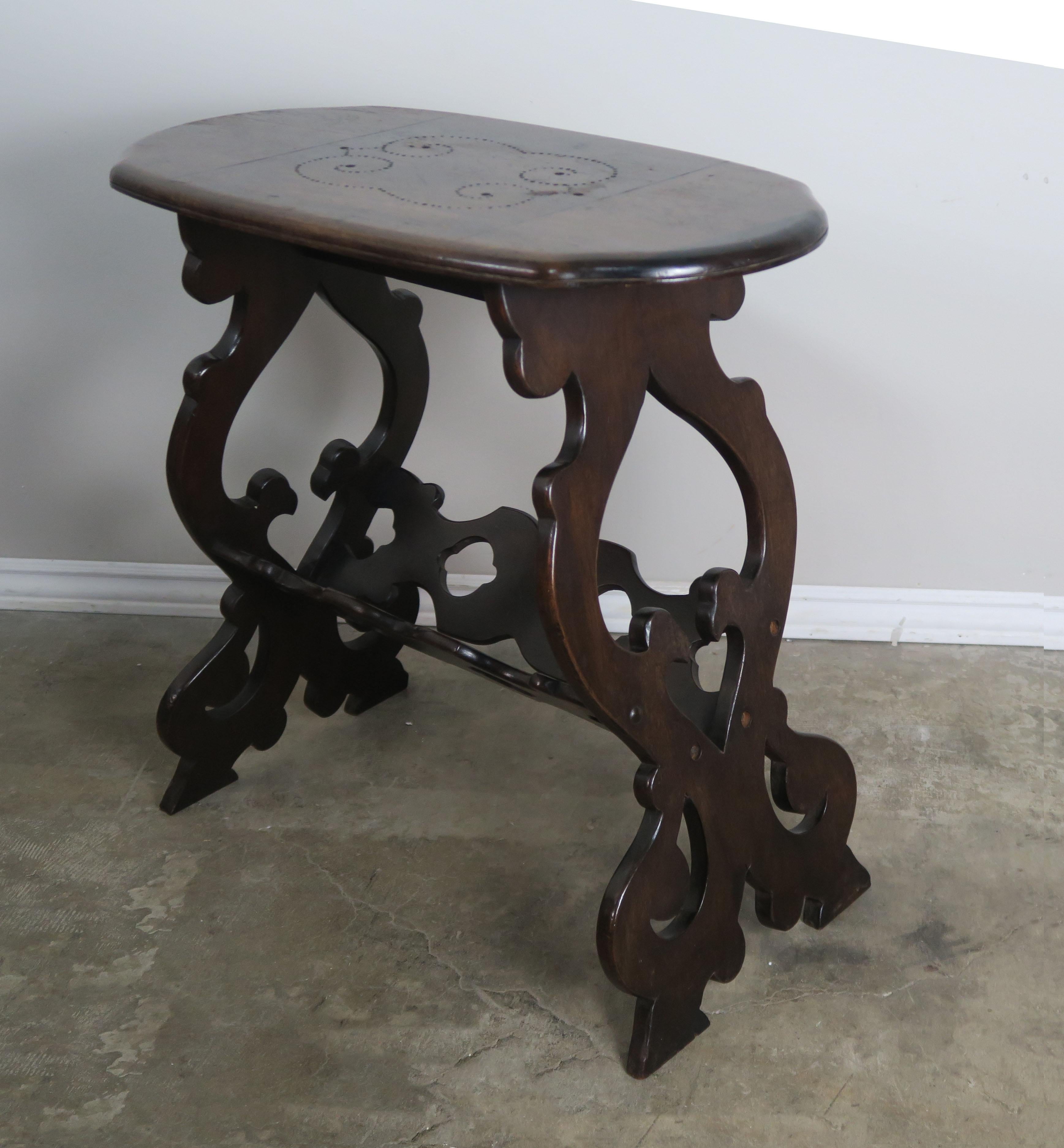 19th Century Spanish Walnut Oval Shaped Table In Distressed Condition In Los Angeles, CA