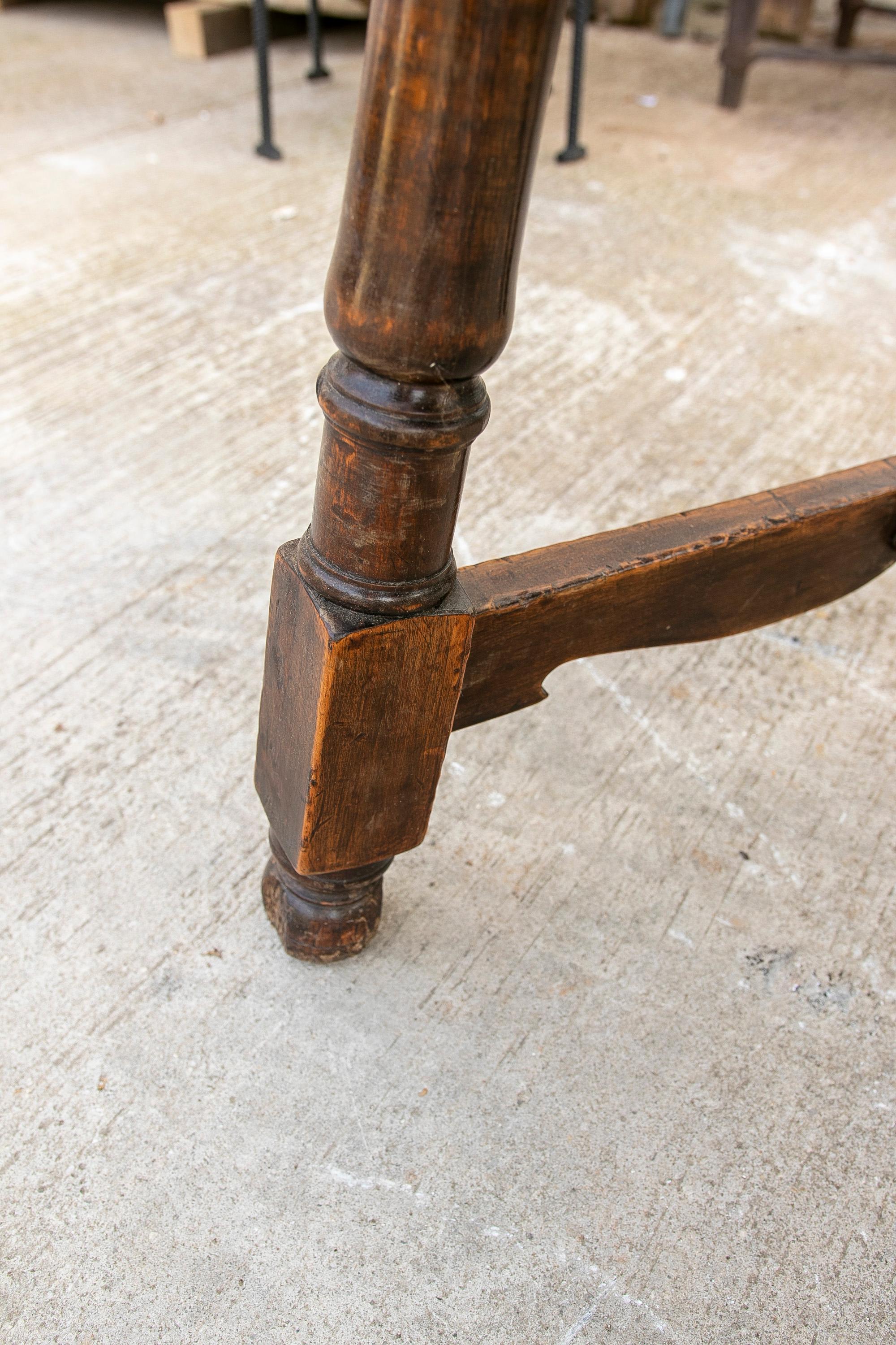19th Century Spanish Walnut Table with Iron Crossbeams For Sale 2