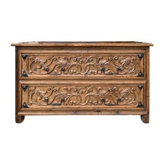 19th Century Spanish Walnut Two-Drawer Chest in the 17th Century Style