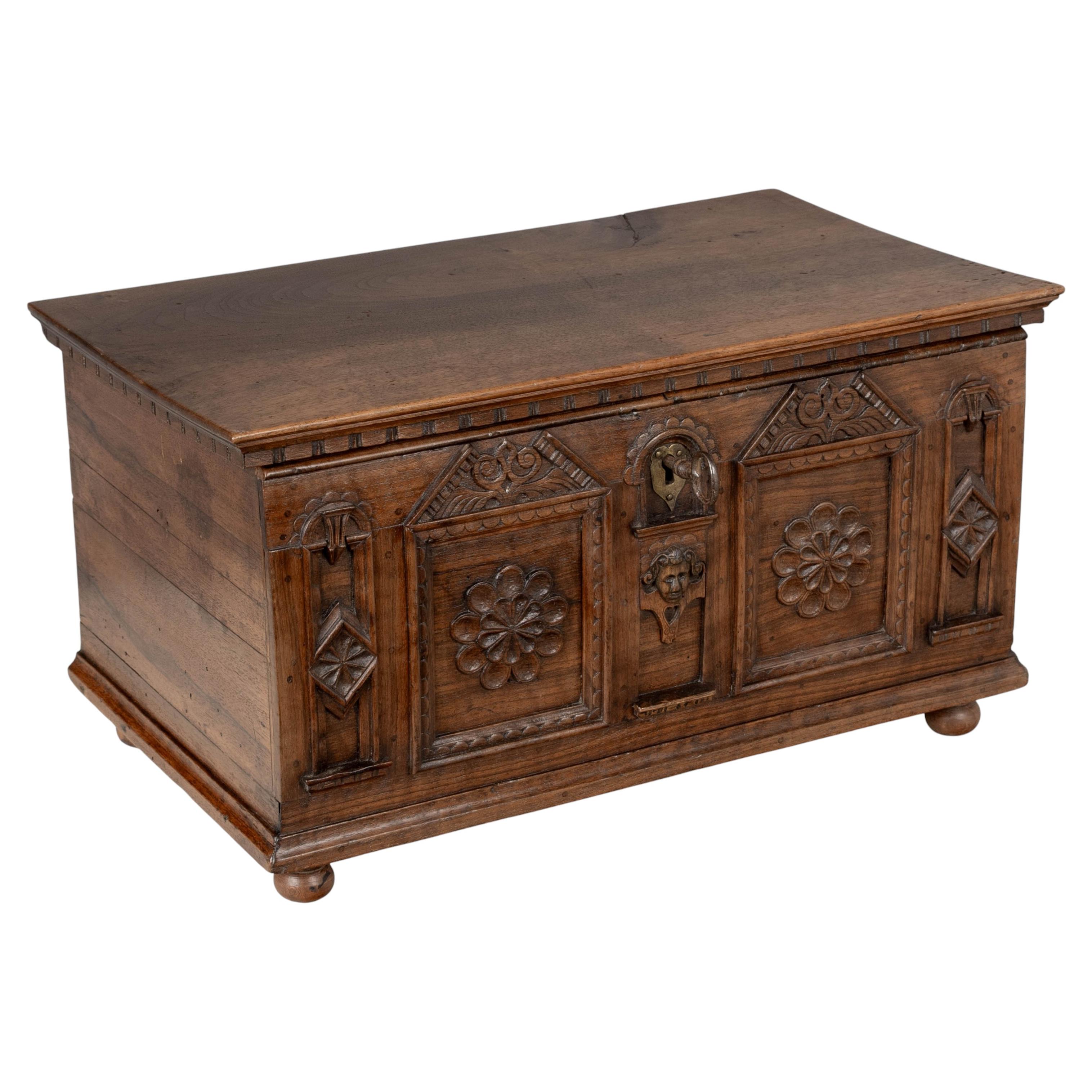19th Century Spanish Walnut Wedding Coffer or Marriage Chest For Sale