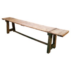 19th Century Spanish Washed Wood Altar Console Table w/ Some Original Paint