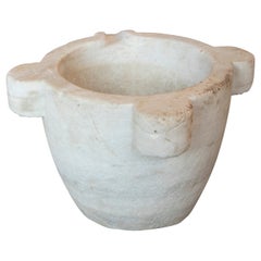 19th Century Spanish White Marble Pharmacy Mortar
