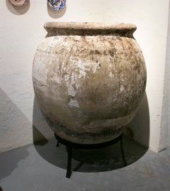 19th Century Spanish Whitewashed Ceramic Jar