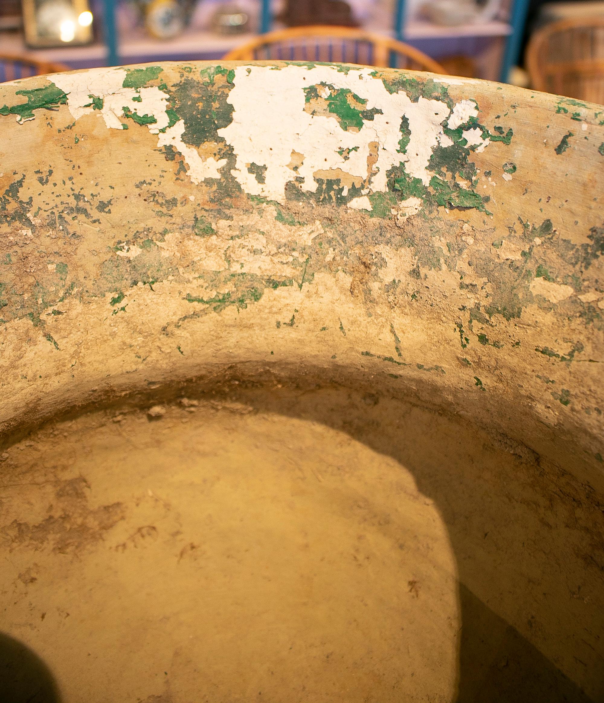 19th Century Spanish Whitewashed Handmade Ceramic Urn Vase For Sale 8