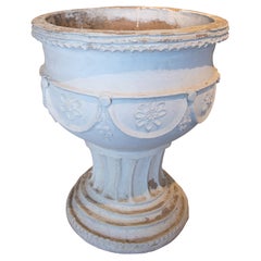 19th Century Spanish Whitewashed Handmade Ceramic Urn Vase