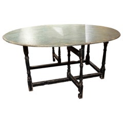 Table espagnole du 19me sicle aile avec plateau en marbre peint  la main