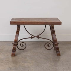 19th Century Spanish Wood and Iron Trestle Table