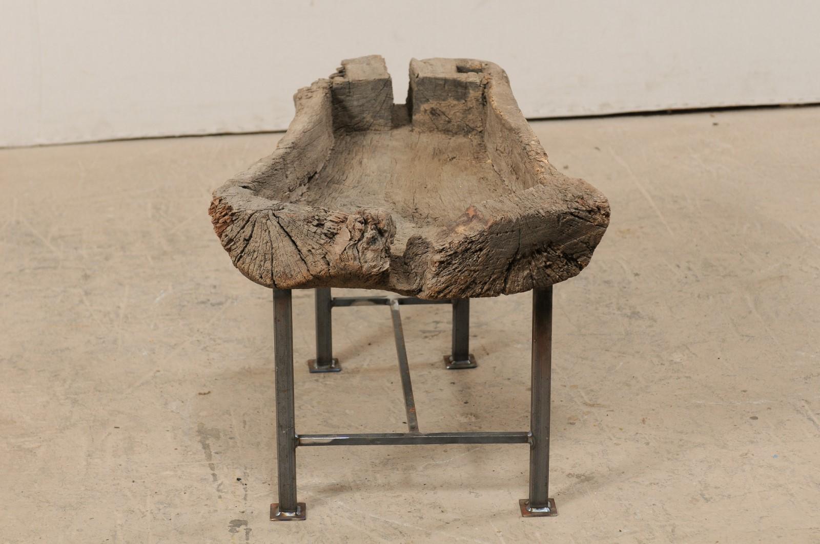 Table basse à auge en bois espagnole du 19e siècle en vente 3
