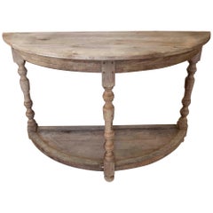 19th Century Spanish Wooden Console in its Natural Colour with Turned Legs