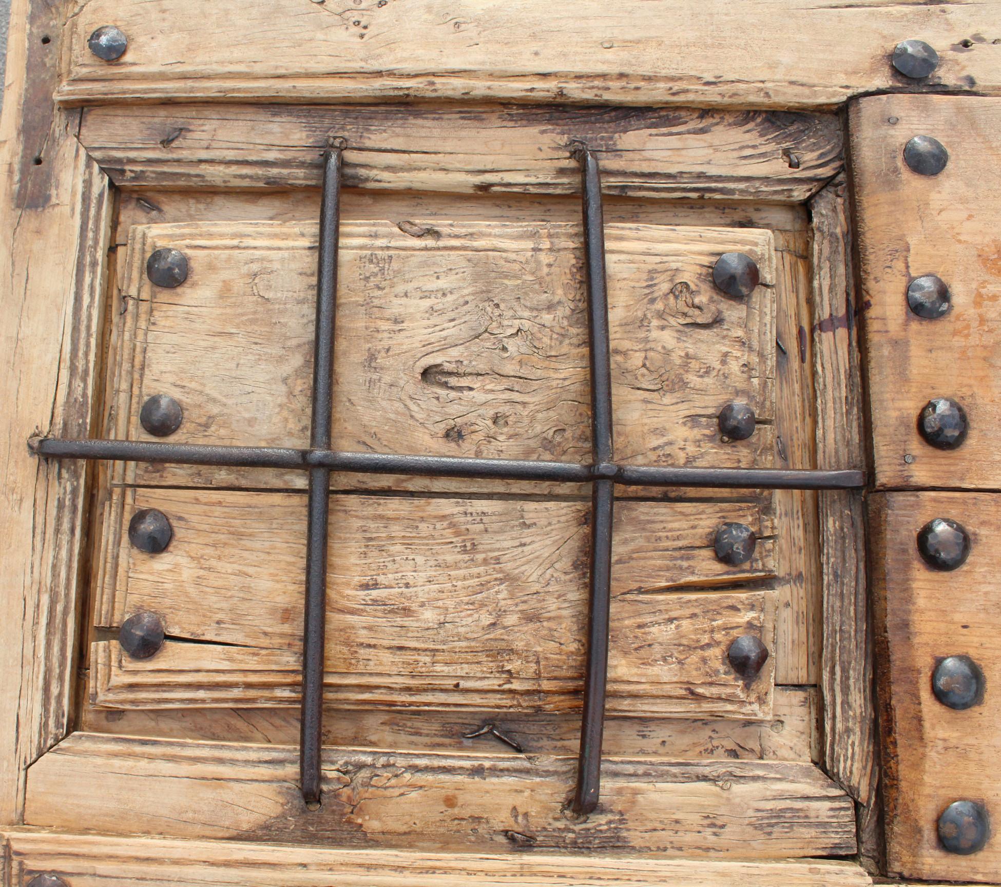 19th Century Spanish Wooden Door Turned Unique Coffee Table In Good Condition In Marbella, ES
