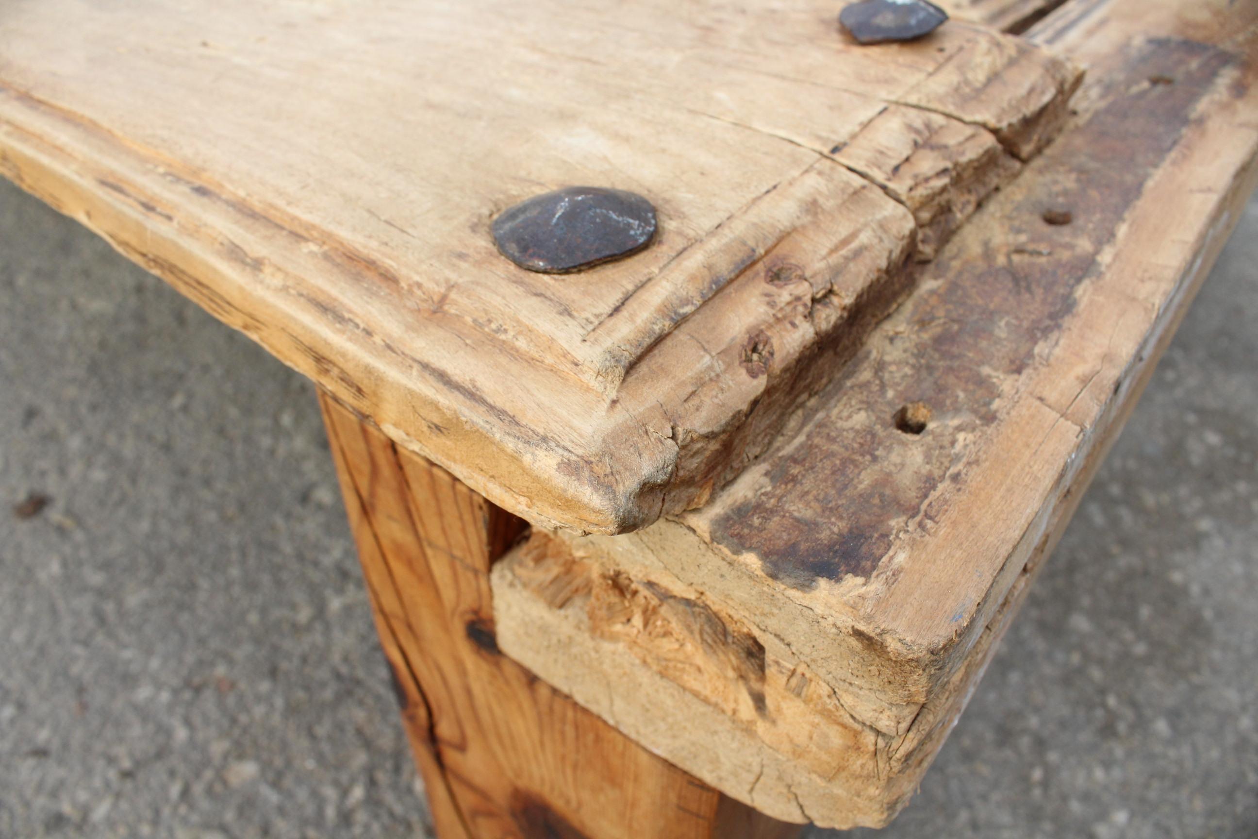 Iron 19th Century Spanish Wooden Door Turned Unique Coffee Table