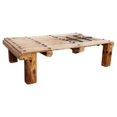 19th Century Spanish Wooden Door Turned Unique Coffee Table