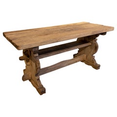 19th Century Spanish Wooden Side Table Unit Legs with Crossbars