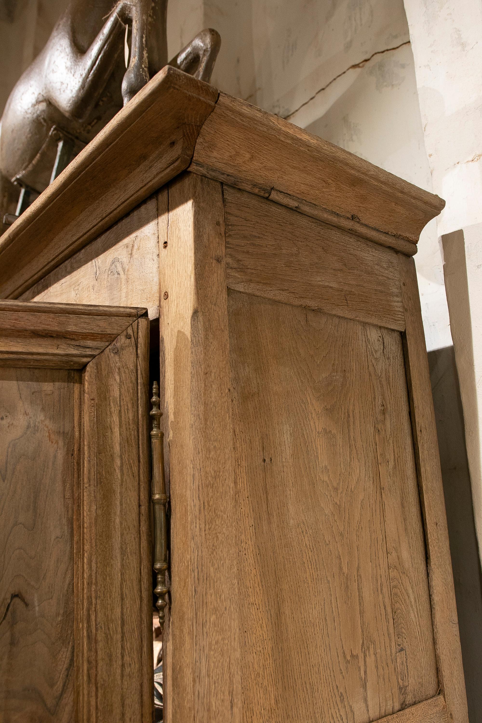 19th Century Spanish Wooden Wardrobe with Two Doors and Iron Fittings 10