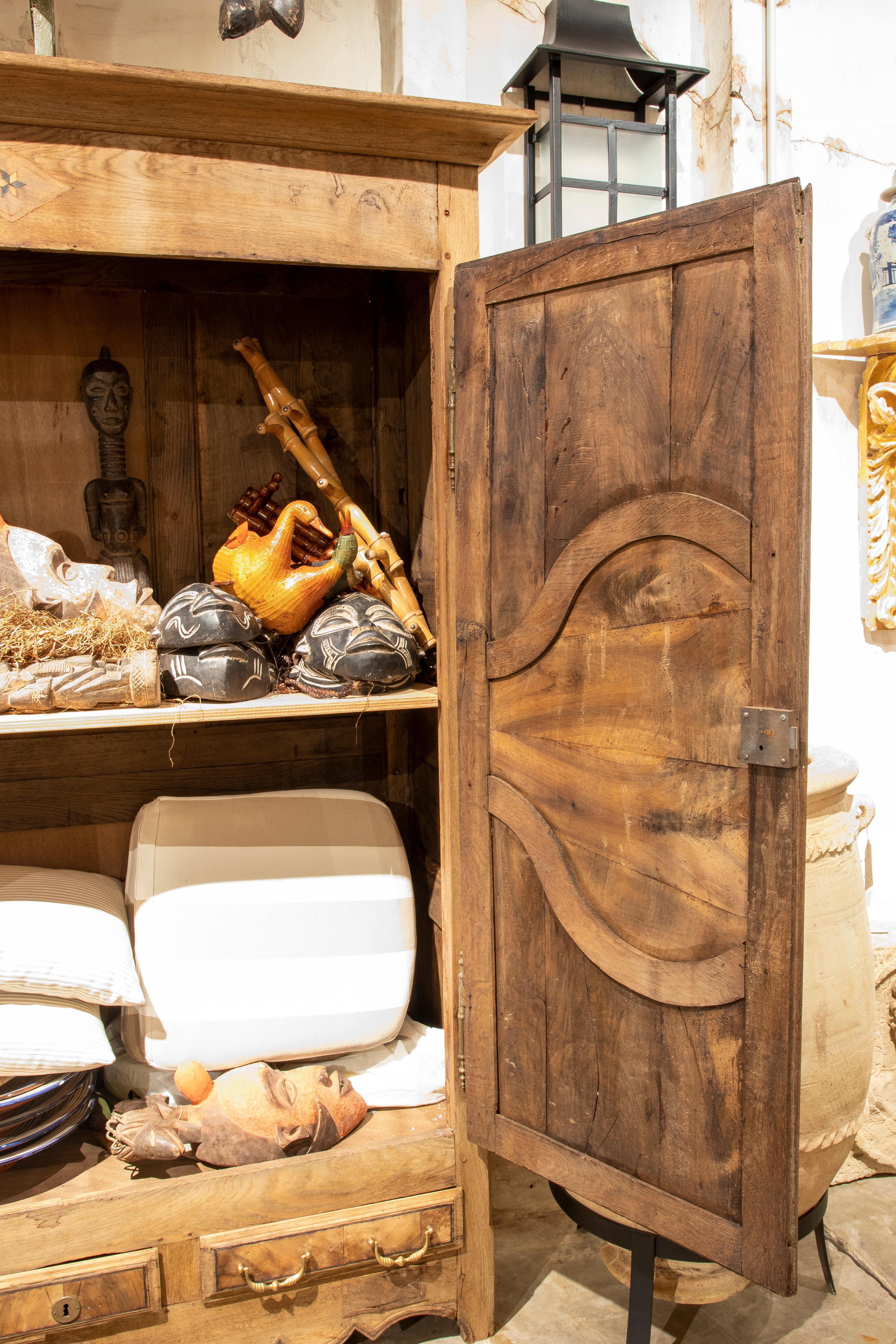 19th Century Spanish Wooden Wardrobe with Two Doors and Iron Fittings In Good Condition In Marbella, ES