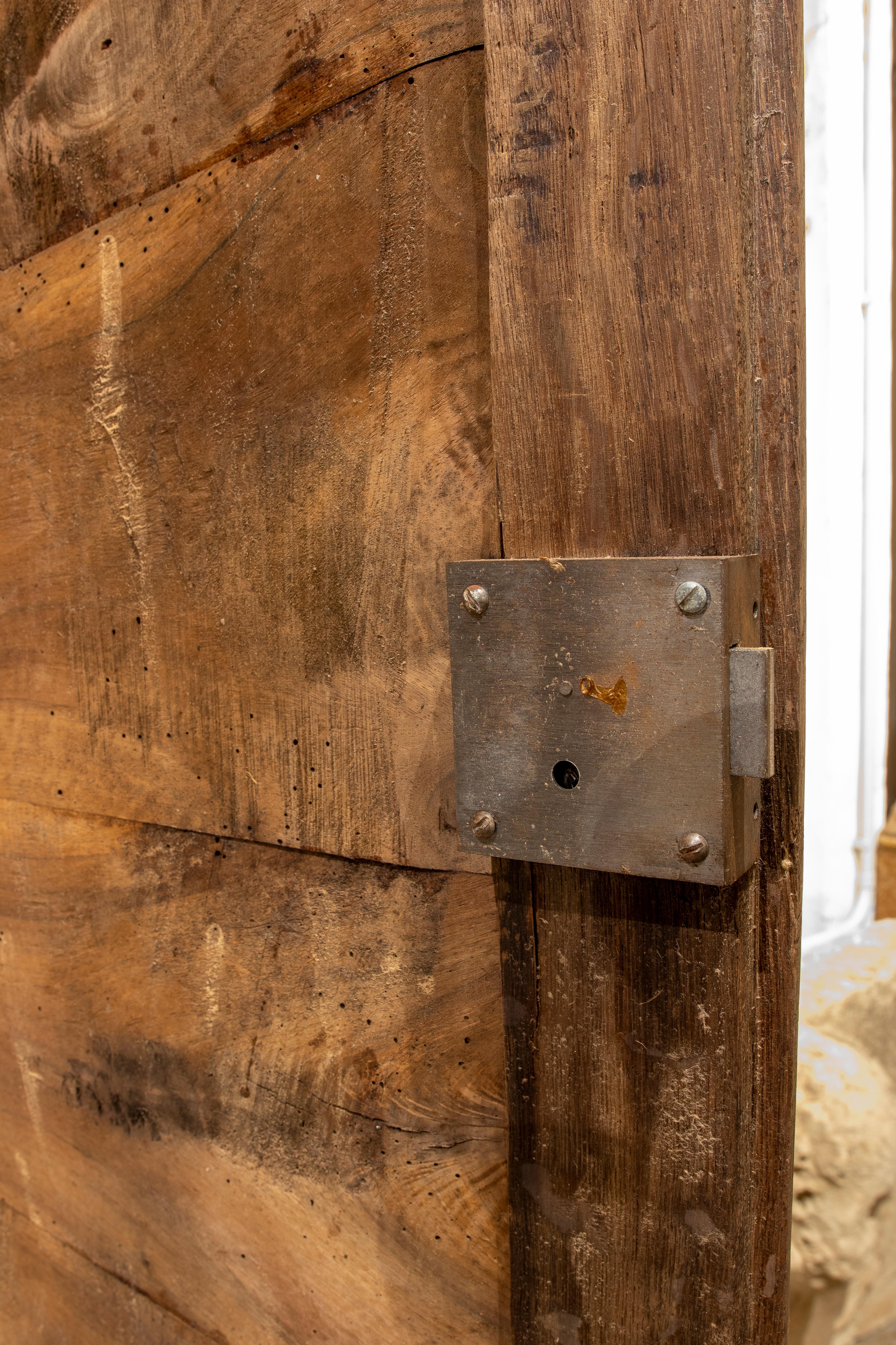 19th Century Spanish Wooden Wardrobe with Two Doors and Iron Fittings 1