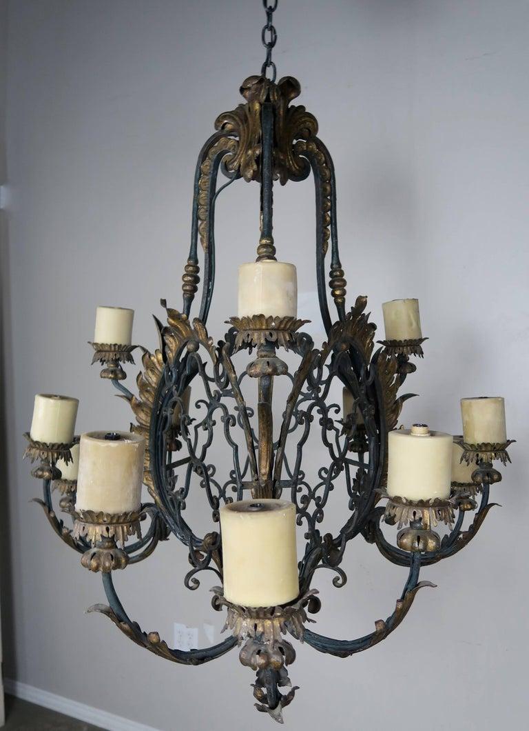 19th Century Spanish Wrought Iron Chandelier 1