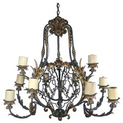 19th Century Spanish Wrought Iron Chandelier