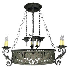 Lampadario in ferro battuto spagnolo del XIX secolo