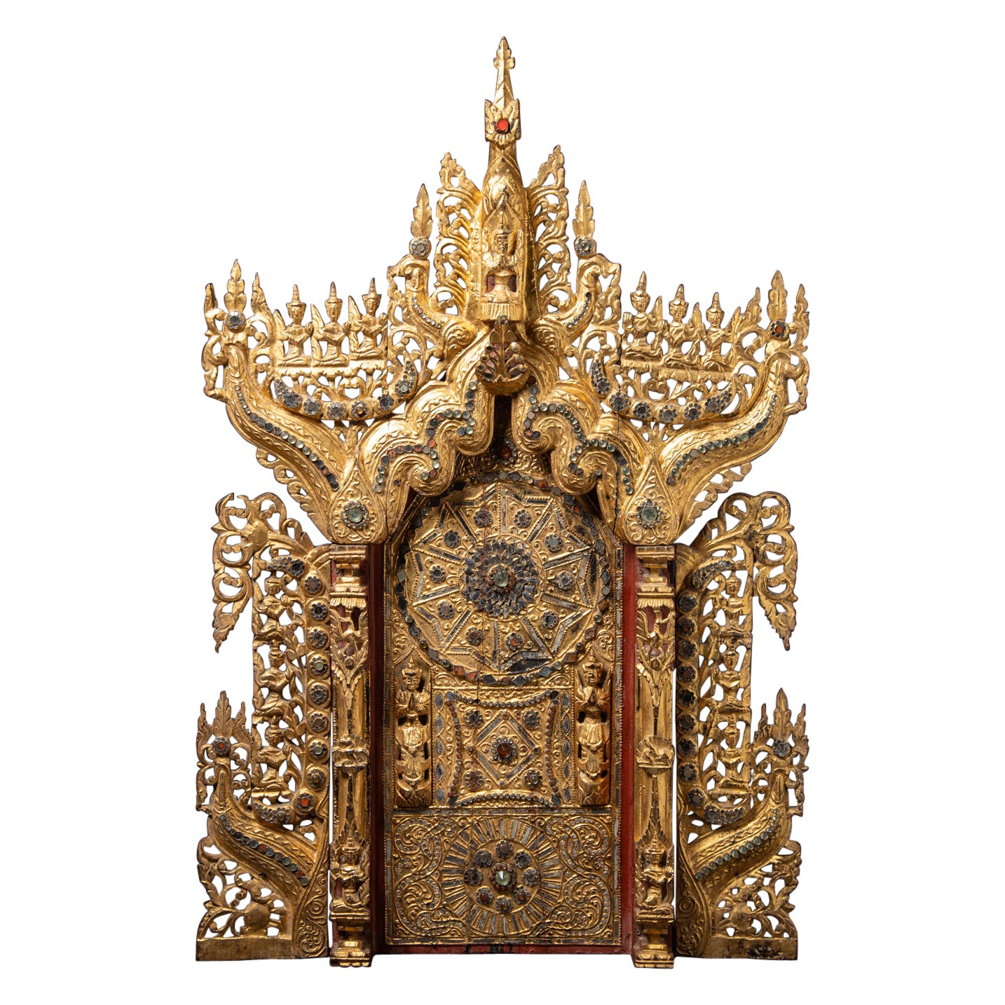 19th century Special antique Burmese Temple panel from Burma For Sale