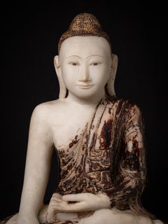 Statua antica speciale del Buddha di Mandalay in marmo, del XIX secolo, proveniente dalla Birmania
