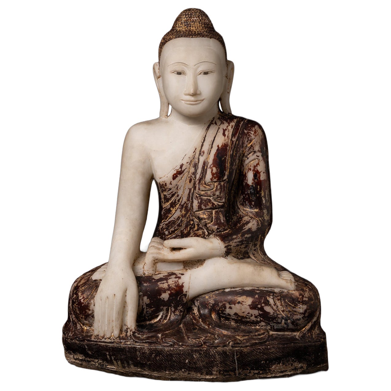 19th century Special antique marble Mandalay Buddha statue from Burma