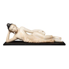 19th century Special antique marble reclining Buddha statue from Burma 19th century Special antique marble reclining Buddha statue from Burma