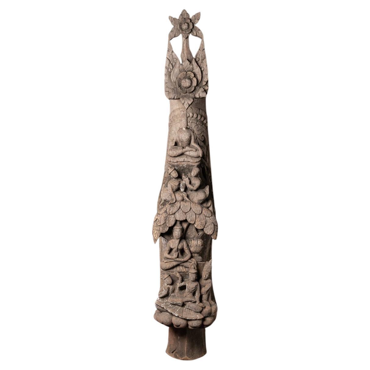 Panneau de temple en bois ancien spécial du 19e siècle provenant de Birmanie