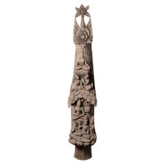 Panneau de temple en bois ancien spécial du 19e siècle provenant de Birmanie