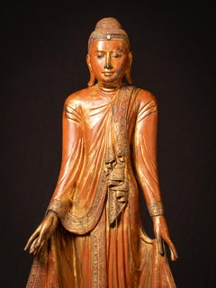 19th century Special large antique wooden Mandalay Buddha from Burma