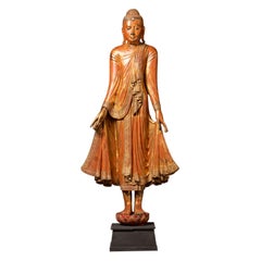 19th century Special large antique wooden Mandalay Buddha from Burma