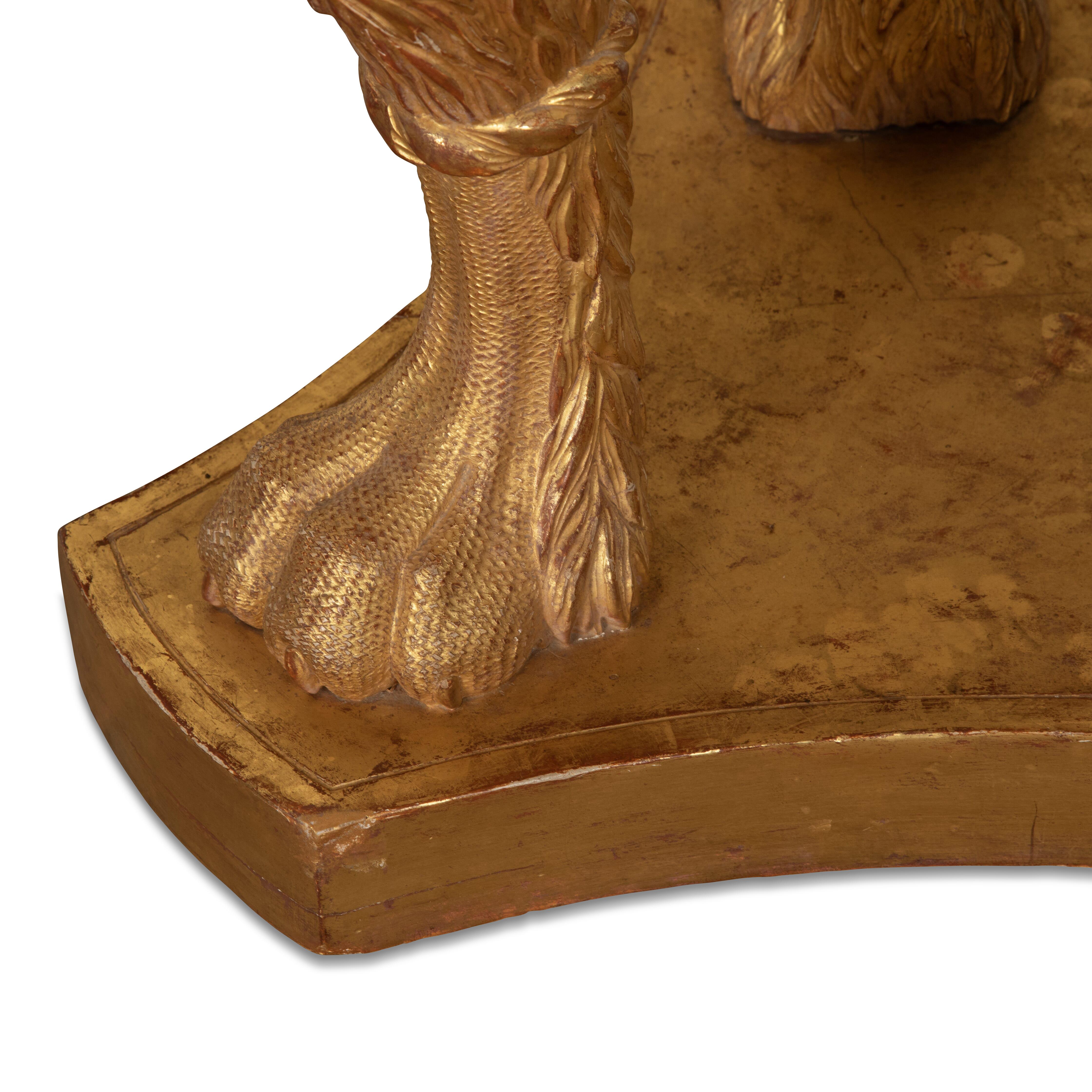 
Home / Stock / Table centrale en marbre et bois doré du 19ème siècle
PrécédentSuivant


 Magnifique table centrale en marbre Grand Tour du début du 19e siècle, segmentée avec 140 marbres rares. La table centrale monopodium en bois doré bien sculpté