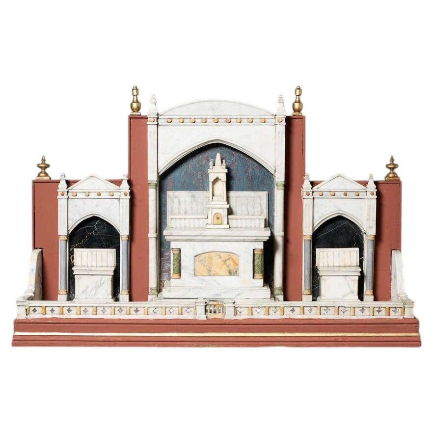 19th Century Specimen Marble Architectural Model of a Church