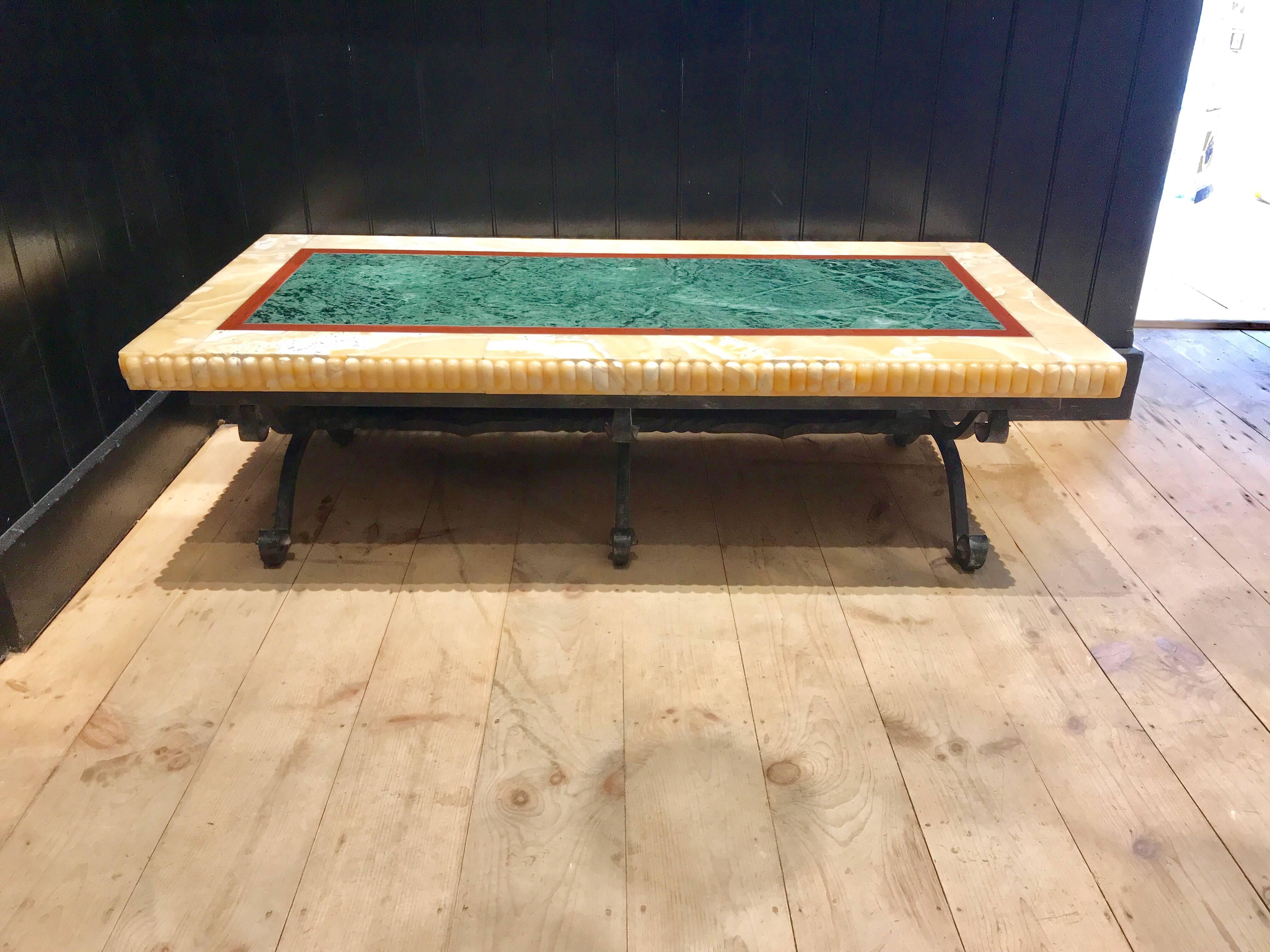 Neoclassical 19th Century Specimen Marble Bench or Coffee Table, Philadelphia History Museum