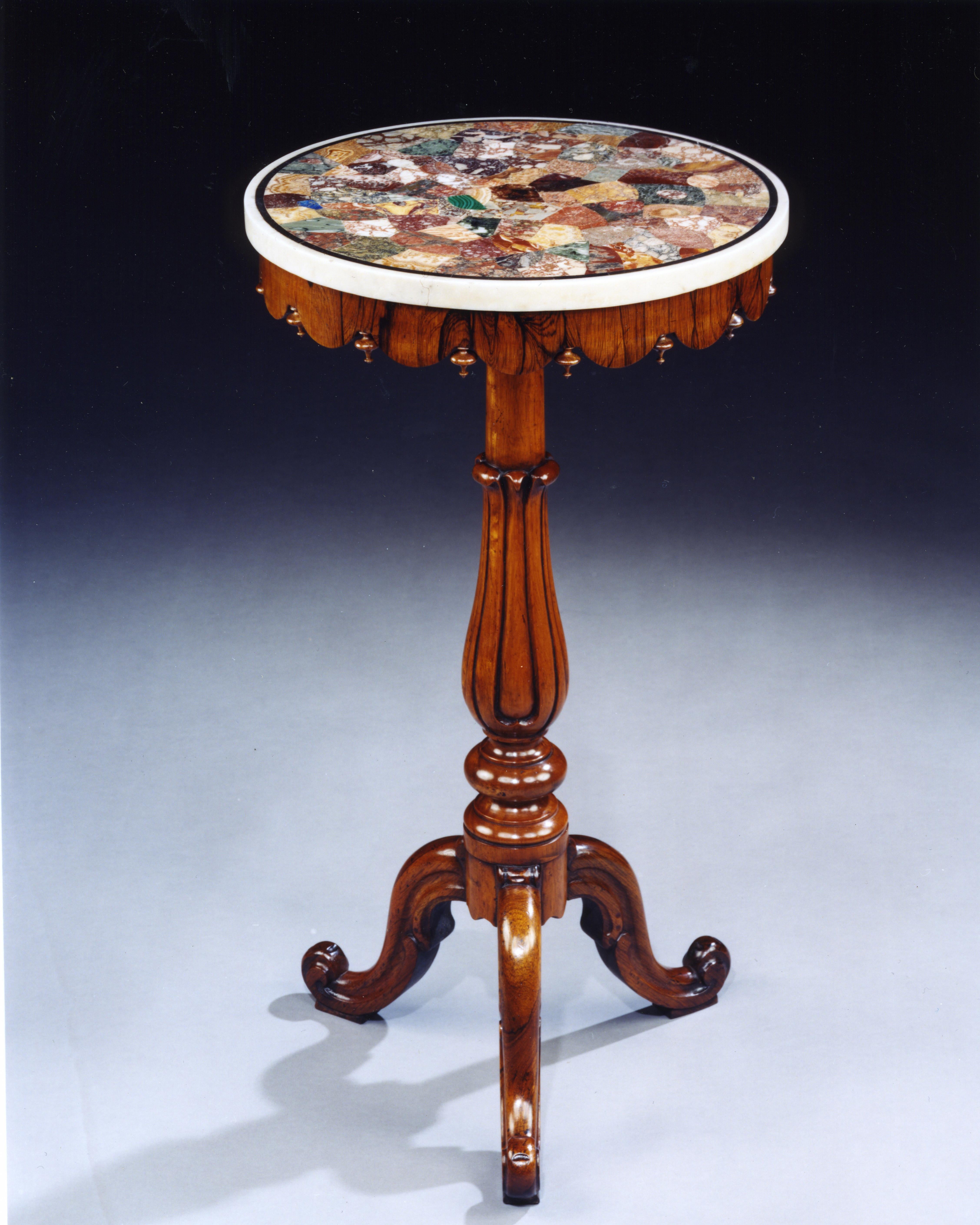 English 19th Century Specimen Marble-Top Mahogany Occasional Table For Sale