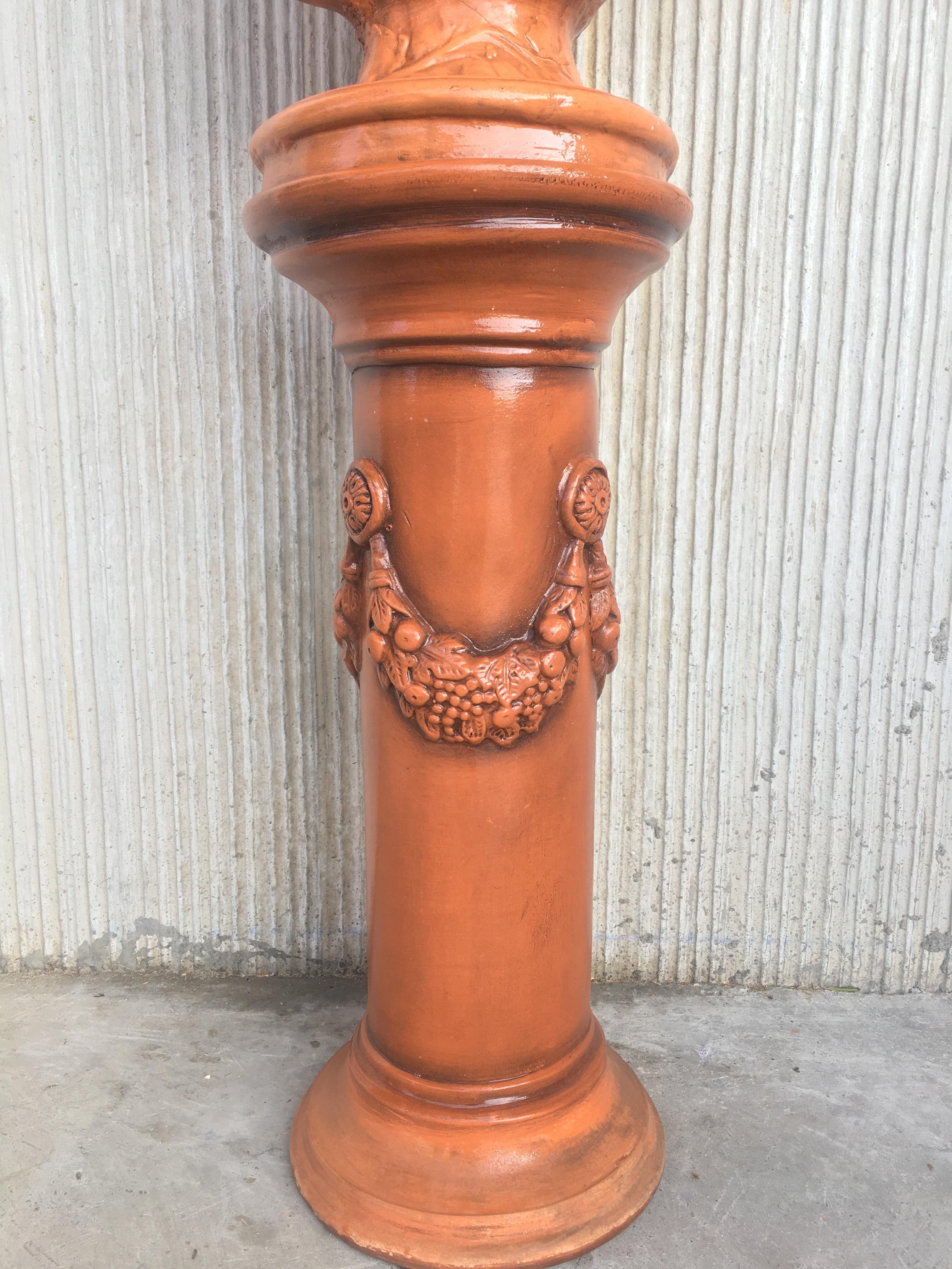 19th Century Spectacular Clay Goddess of Summer in a Matching Pedestal For Sale 4