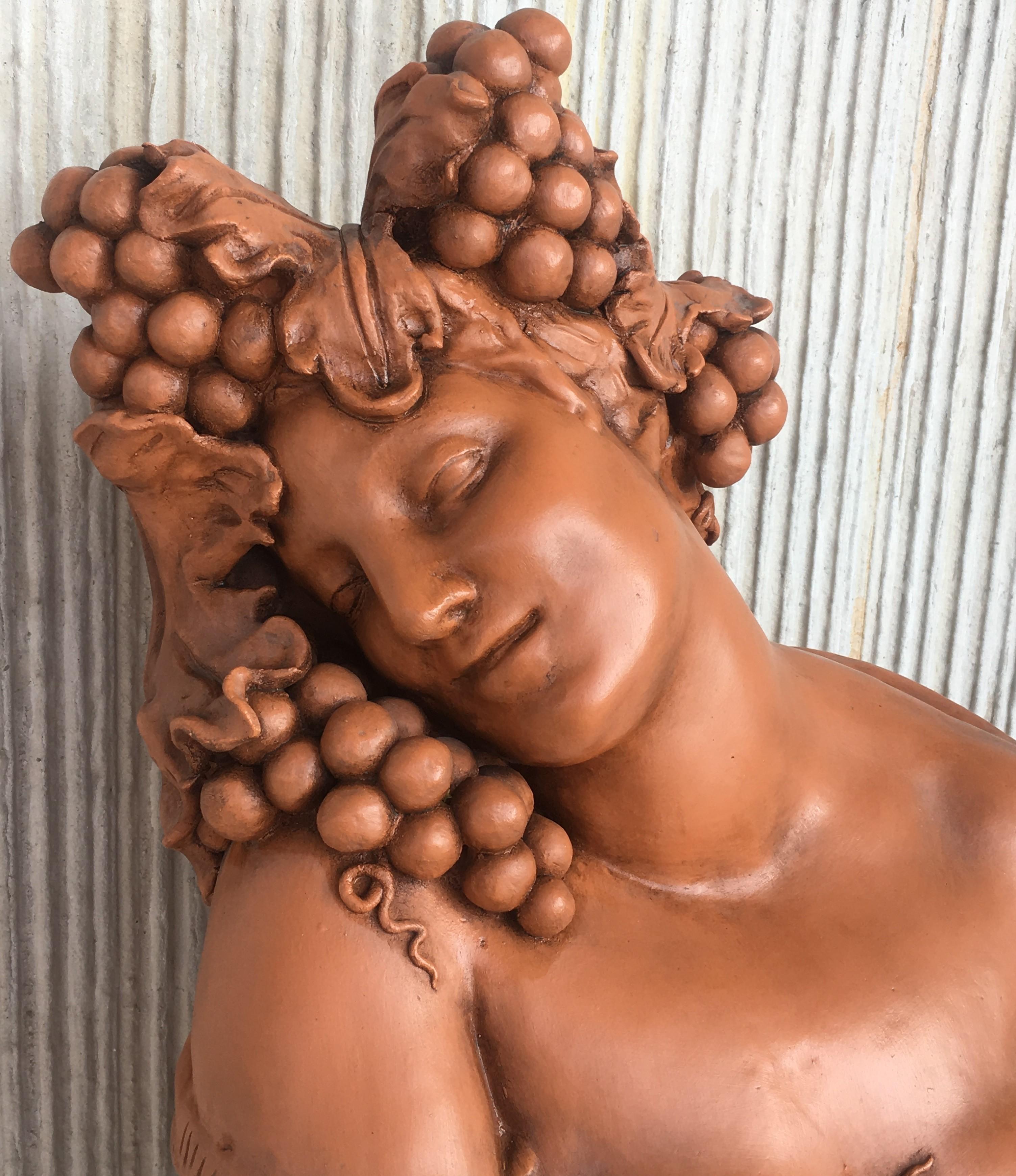 19th Century Spectacular Clay Goddess of Summer in a Matching Pedestal In Good Condition For Sale In Miami, FL