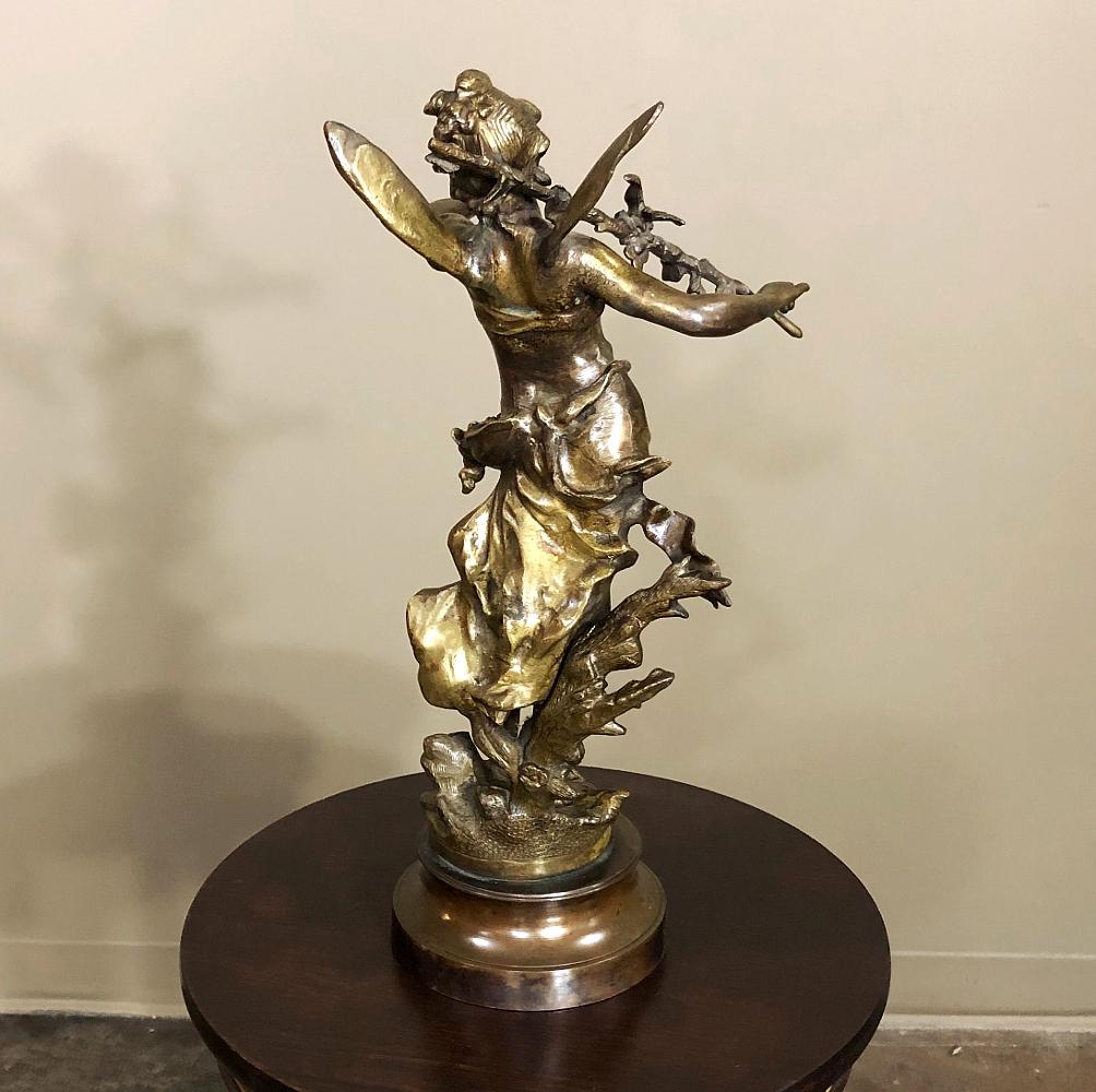 Hand-Crafted 19th Century Spelter Moreau Statue, Nymphe de Bois For Sale