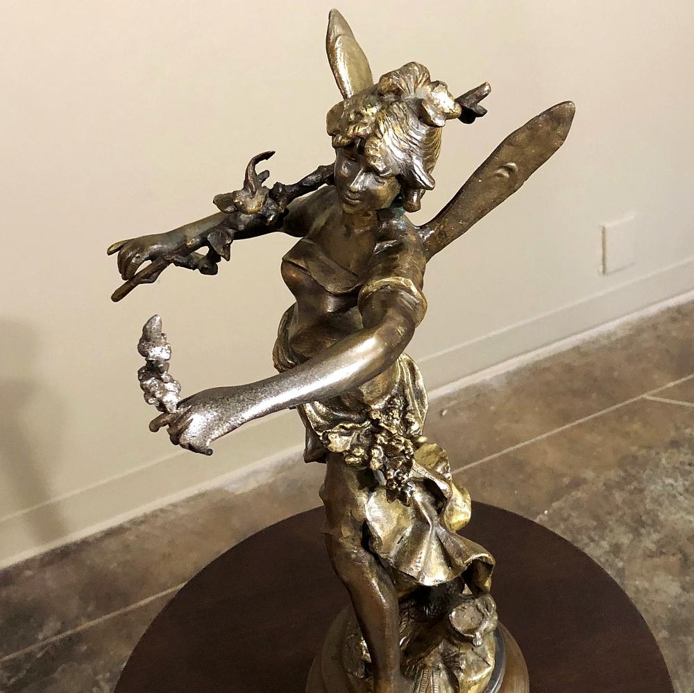 19th Century Spelter Moreau Statue, Nymphe de Bois In Good Condition For Sale In Dallas, TX