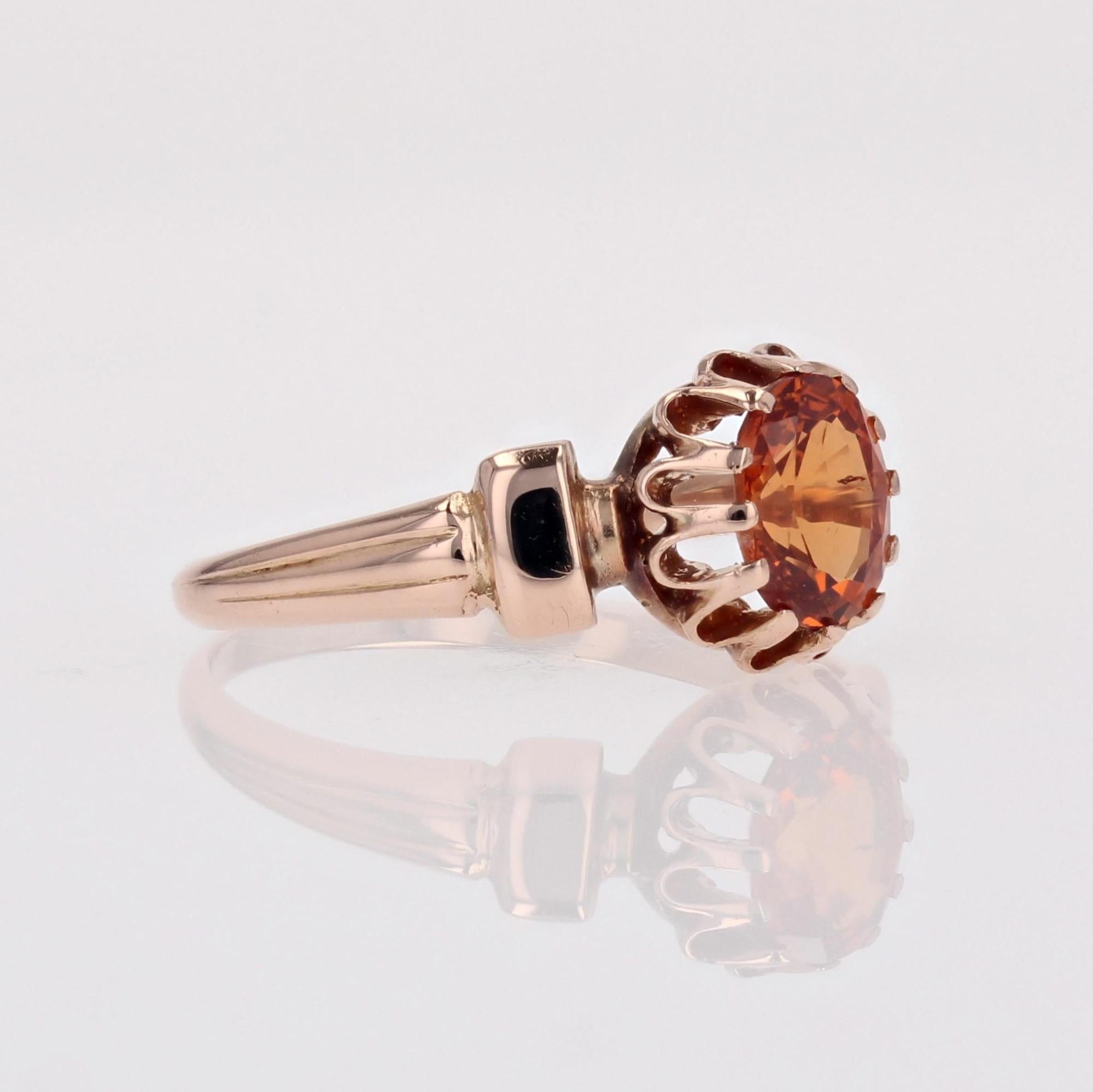 19th Century Spessartite Garnet 18 Karat Rose Gold Ring 4
