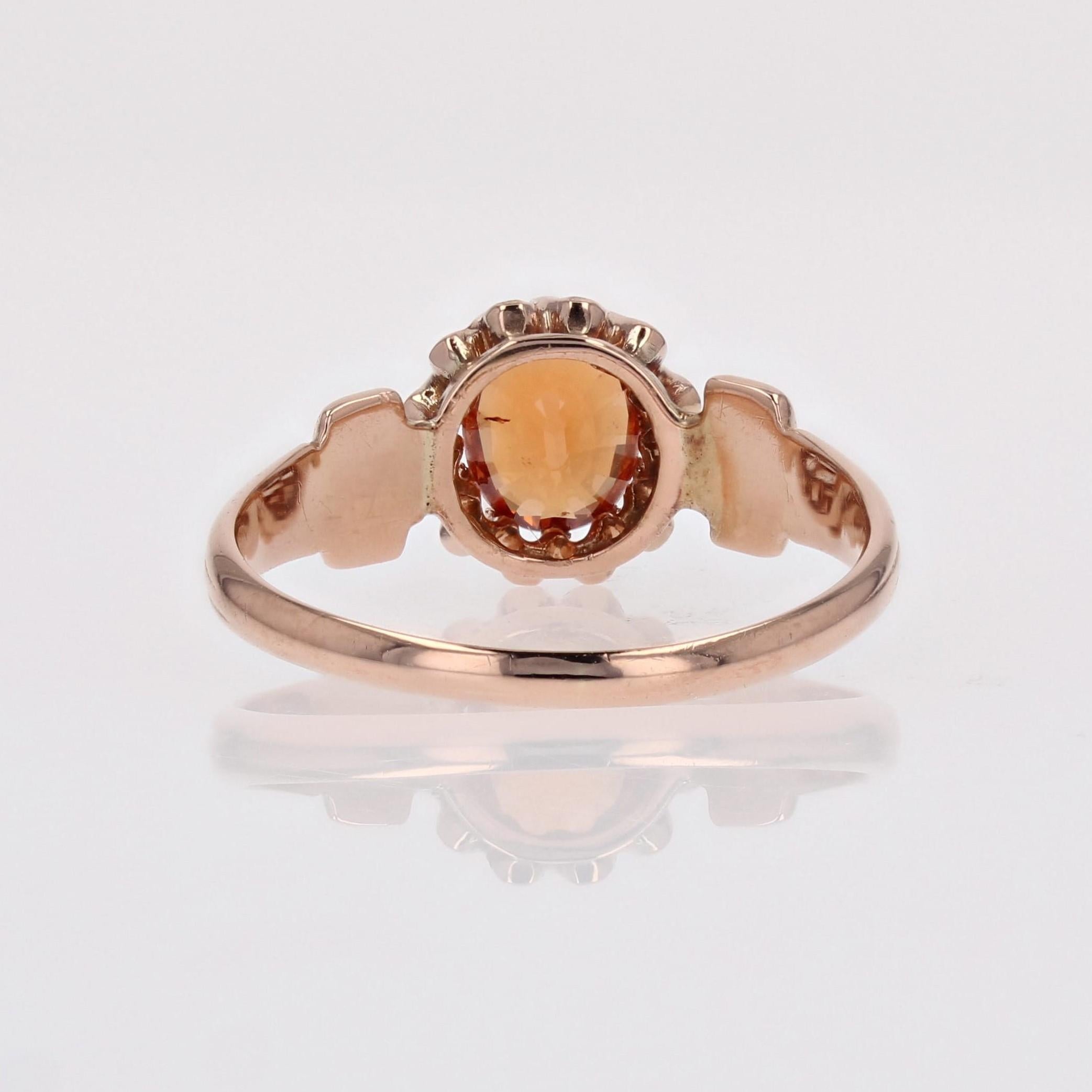 19th Century Spessartite Garnet 18 Karat Rose Gold Ring 9