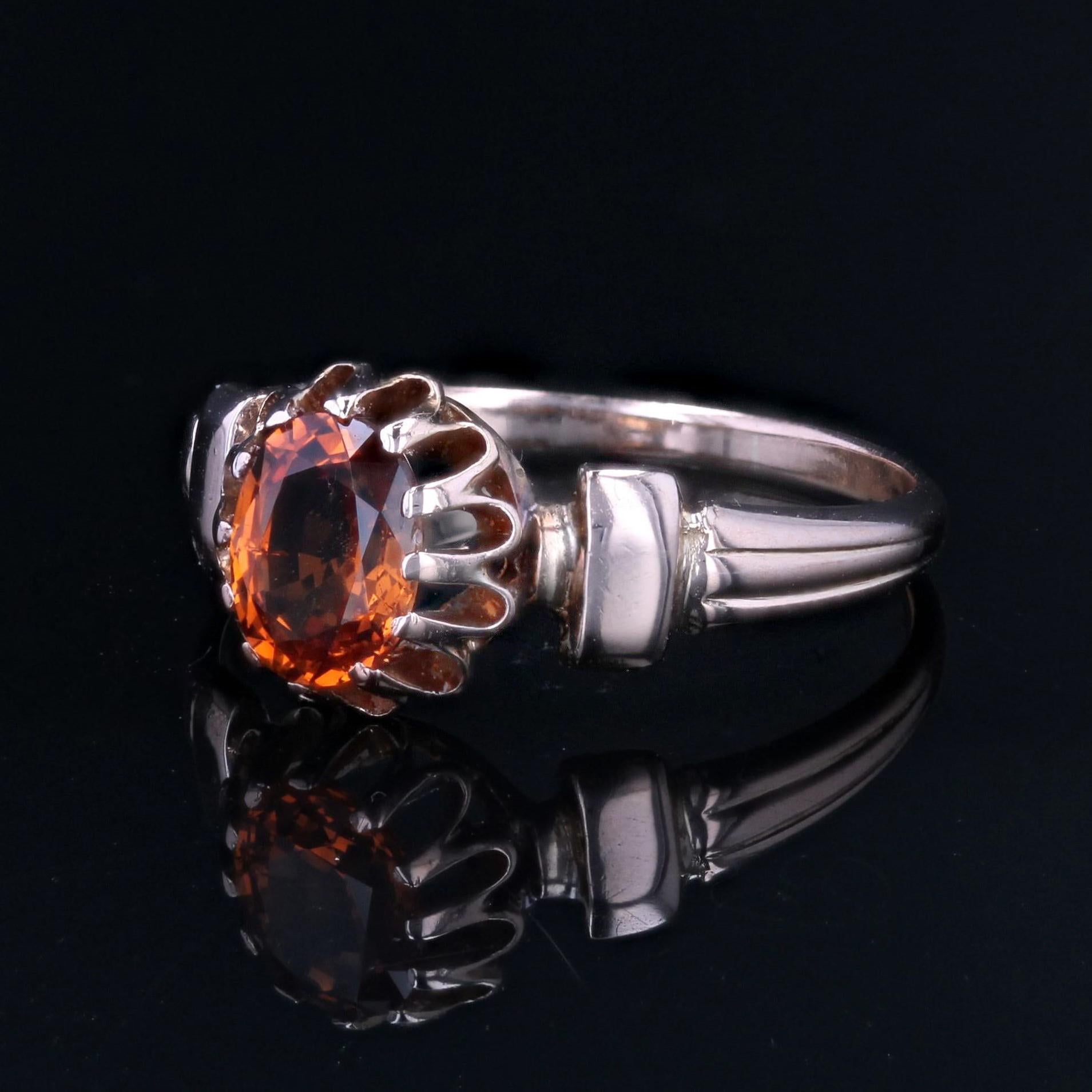 Women's 19th Century Spessartite Garnet 18 Karat Rose Gold Ring